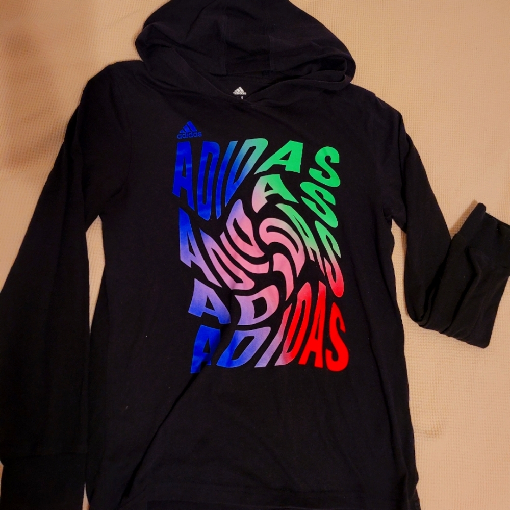 Size 10/12 boys Adidas logo hooded tee